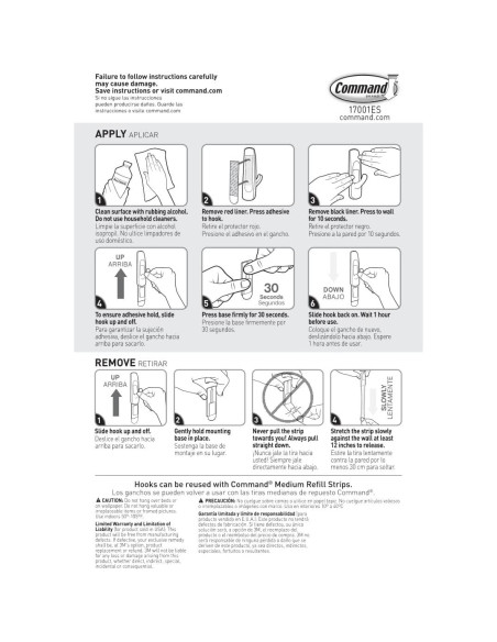Ganchos Utilitarios Adhesivos Command 20 Piezas 3M