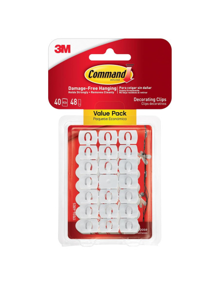 Clips Decorativos Command 40 Unidades con Tiras Adhesivas