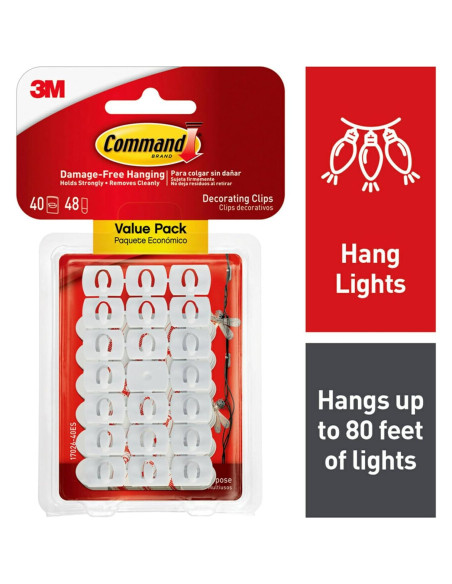 Clips Decorativos Command 40 Unidades con Tiras Adhesivas