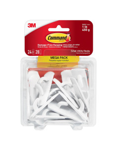 Ganchos Utilitarios Pequeños Command Blancos - 24 Ganchos y 28 Tiras Adhesivas
