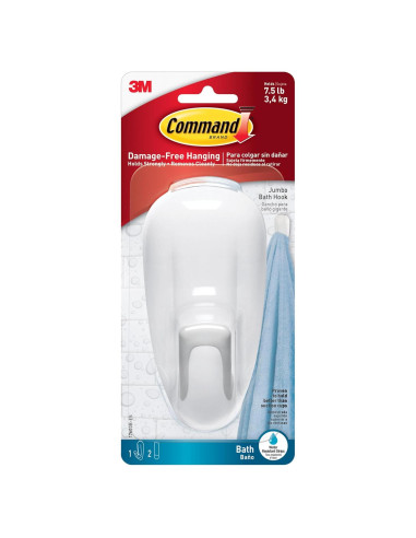 Gancho de Baño Command Jumbo Blanco con 2 Tiras Adhesivas