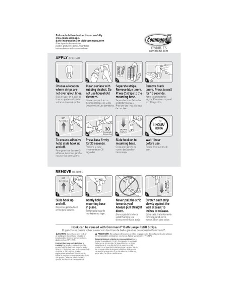 Gancho de Baño Command Jumbo Blanco con 2 Tiras Adhesivas