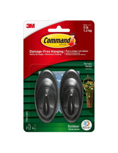 Ganchos de Terraza Command para Exterior - 2 Ganchos, 4 Tiras, Soporta 1.36 kg