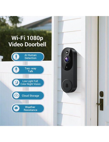 Cámara de Timbre de Video Inalámbrica ModeJump M20-V2 1080P