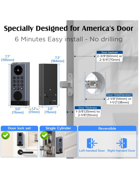 Cerradura Inteligente WiFi Dhiedas MD121 con Cámara HD y Teclado