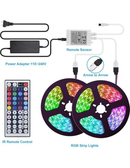 Luces de tira LED RGB 10M 5050 con control remoto - U003