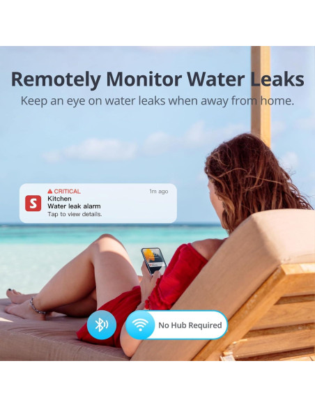 Detector de Fugas de Agua WiFi SwitchBot, Alarma 100dB, IP67