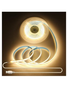 Cinta LED COB 5V USB 3M 320 LEDs Blanco Cálido 3000K