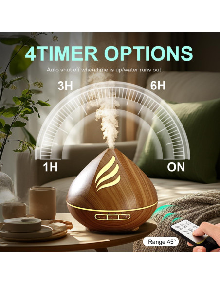 Difusor de Aceite Esencial JcrAsZZF 500ml con Control Remoto