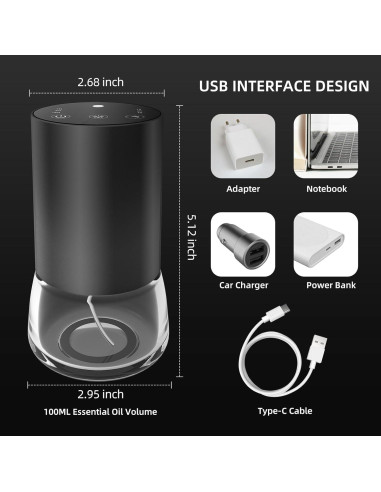 Difusor de Aceite Esencial Sin Agua KONCHILE E30 100ML Batería
