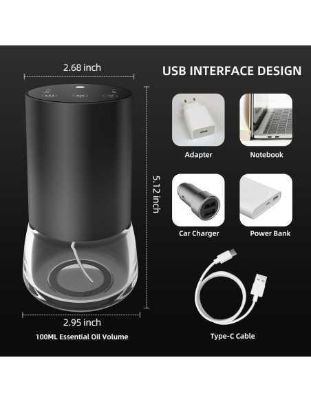 Difusor de Aceite Esencial Sin Agua KONCHILE E30 100ML Batería Difusor de Aceite Esencial Sin Agua KONCHILE E30 100ML Batería