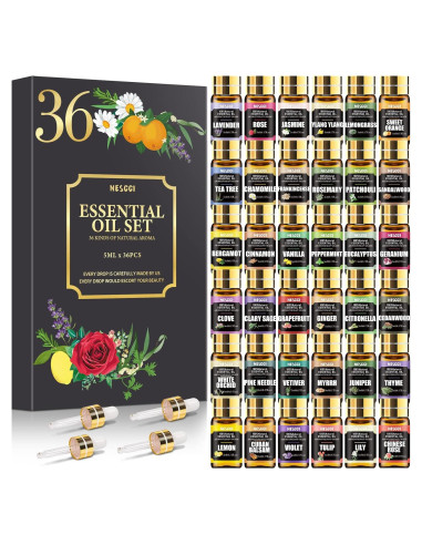 Juego de 36 Aceites Esenciales NESCCI 5ml - Regalo Aromático