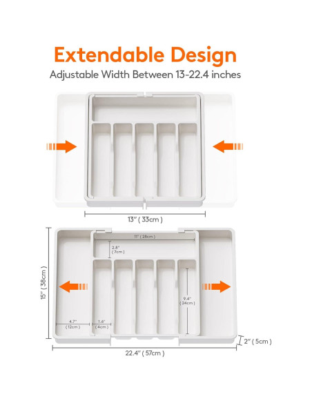 Organizador de Cajón Lifewit Expandible para Utensilios Blanco