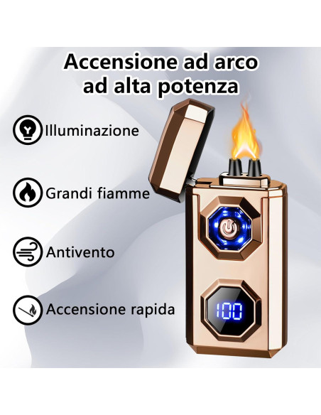 Encendedor Eléctrico TIKIUKI Arc Plasma Recargable Dorado