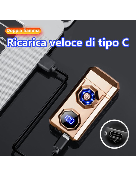 Encendedor Eléctrico TIKIUKI Arc Plasma Recargable Dorado