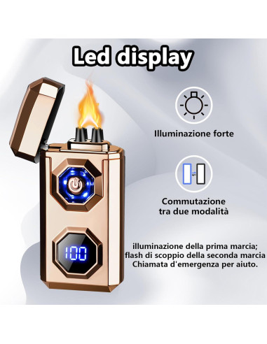 Encendedor Eléctrico TIKIUKI Arc Plasma Recargable Dorado