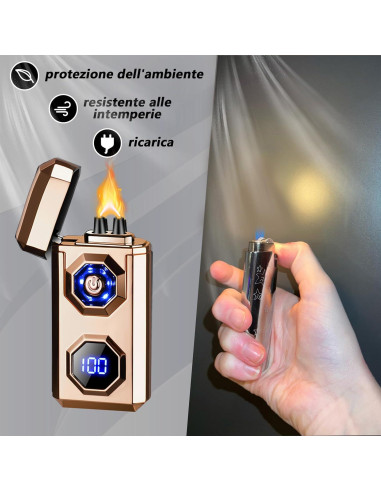 Encendedor Eléctrico TIKIUKI Arc Plasma Recargable Dorado