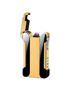 Encendedor Eléctrico Recargable USB BABOBIU Oro con Luz Proyectora