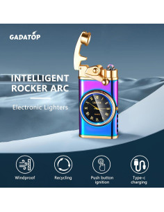 Encendedor Eléctrico Recargable GADATOP Doble Arco a Prueba de Viento 2