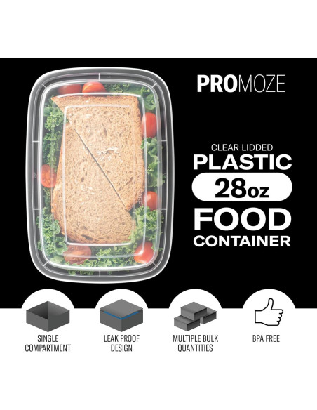 Paquete de 50 Contenedores Reutilizables Promoze 0.83L