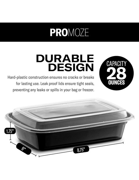 Paquete de 50 Contenedores Reutilizables Promoze 0.83L