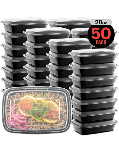 Paquete de 50 Contenedores Reutilizables Promoze 0.83L