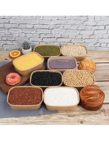 Tazones de papel Kraft desechables 22 oz - 50 unidades con tapas