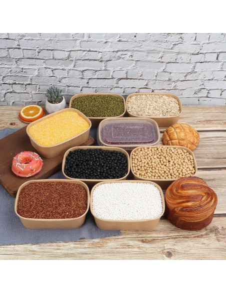 Tazones de papel Kraft desechables 22 oz - 50 unidades con tapas