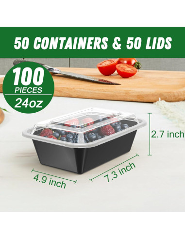 Contenedores de Comida Reutilizables Dealusy 24 oz - 50 Piezas