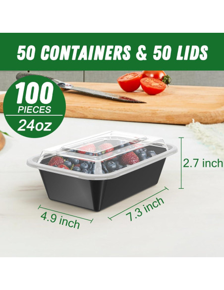 Contenedores de Comida Reutilizables Dealusy 24 oz - 50 Piezas