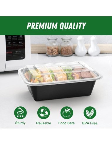 Contenedores de Comida Reutilizables Dealusy 24 oz - 50 Piezas