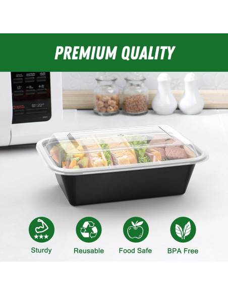 Contenedores de Comida Reutilizables Dealusy 24 oz - 50 Piezas