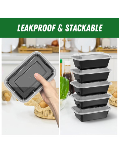 Contenedores de Comida Reutilizables Dealusy 24 oz - 50 Piezas