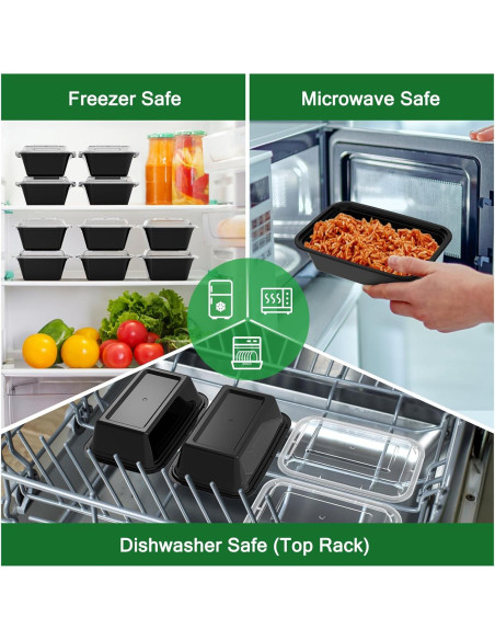 Contenedores de Comida Reutilizables Dealusy 24 oz - 50 Piezas