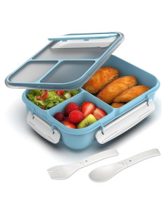 Caja Bento Whalehouse 1700ml 3 Compartimentos Hermética Azul