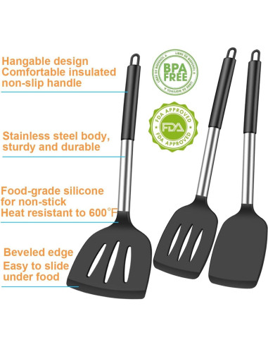 Juego de Espátulas de Silicona KLAQQED 3 Piezas Resistente al Calor