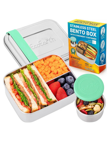 Caja Bento de Acero Inoxidable EcoEarth - 765 g - 3 Compartimentos