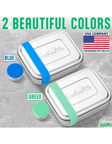 Caja Bento de Acero Inoxidable EcoEarth - 765 g - 3 Compartimentos