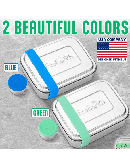 Caja Bento de Acero Inoxidable EcoEarth - 765 g - 3 Compartimentos