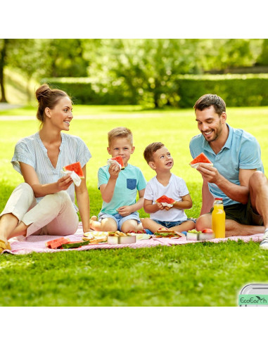 Caja Bento de Acero Inoxidable EcoEarth - 765 g - 3 Compartimentos