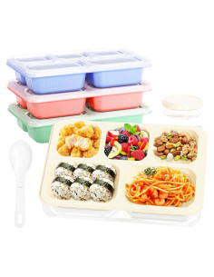 Caja Bento 4 Piezas Reutilizable 1000ml para Comidas