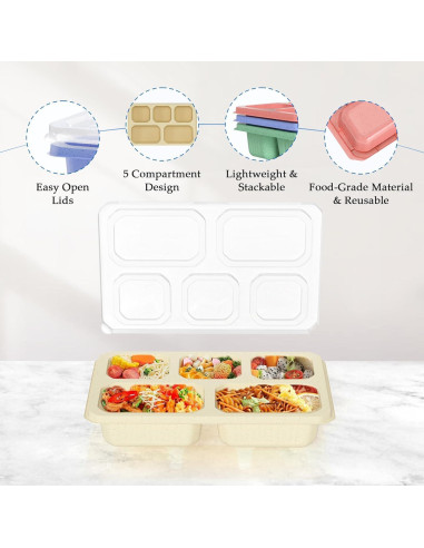 Caja Bento 4 Piezas Reutilizable 1000ml para Comidas