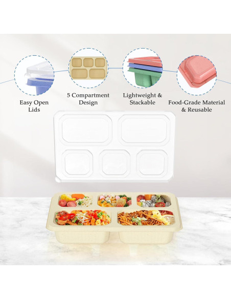 Caja Bento 4 Piezas Reutilizable 1000ml para Comidas