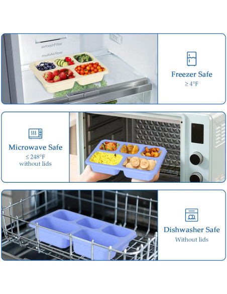 Caja Bento 4 Piezas Reutilizable 1000ml para Comidas