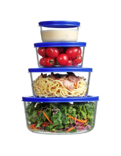 Juego de 4 Tazones de Vidrio Vtopmart con Tapas 1-7 Tazas