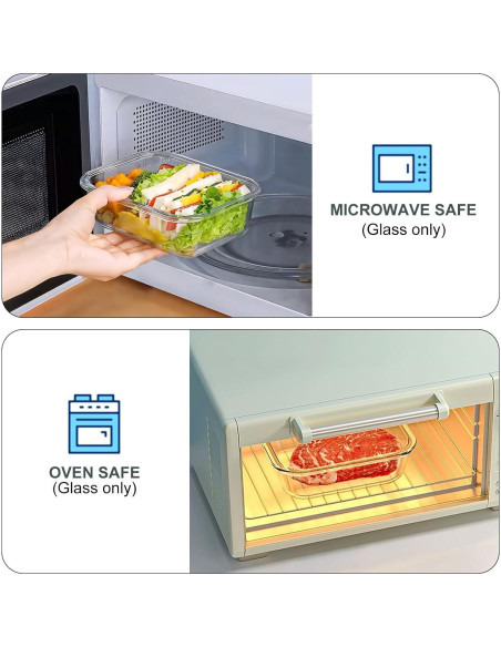 10 Contenedores de Vidrio KOMUEE 650 ml Herméticos Sin BPA