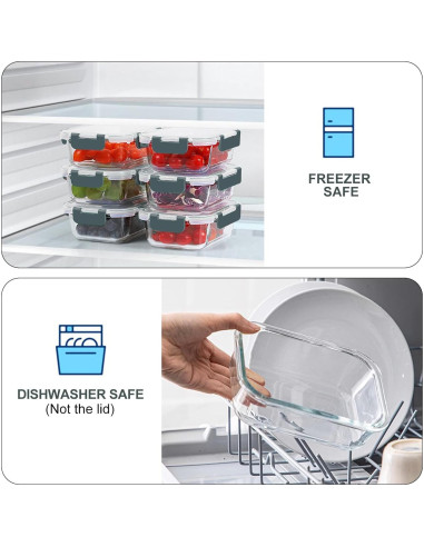 10 Contenedores de Vidrio KOMUEE 650 ml Herméticos Sin BPA