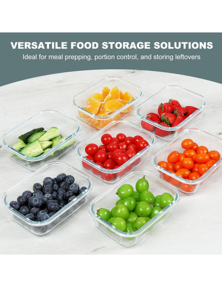 10 Contenedores de Vidrio KOMUEE 650 ml Herméticos Sin BPA