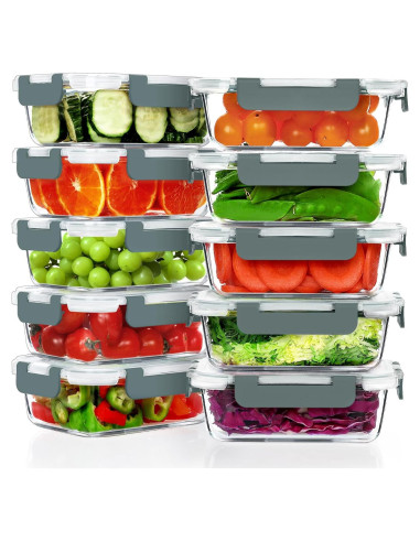 10 Envases de Vidrio Herméticos VERONES 625ml para Comidas