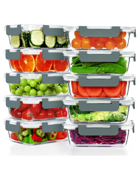 10 Envases de Vidrio Herméticos VERONES 625ml para Comidas